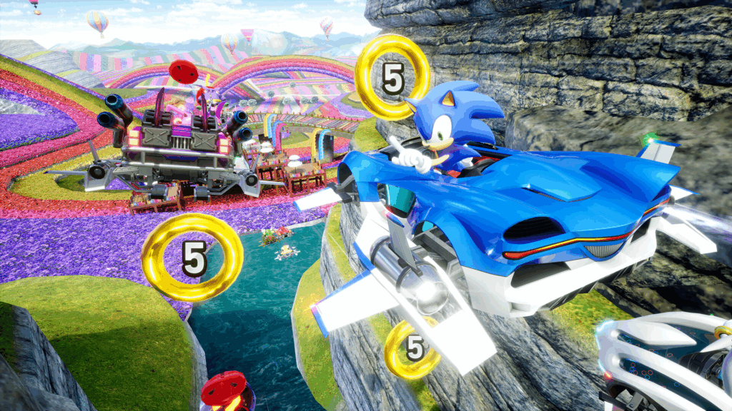 No novo Sonic Racing, as corridas acontecem em terra, no ar, no mar e até através do tempo e espaço