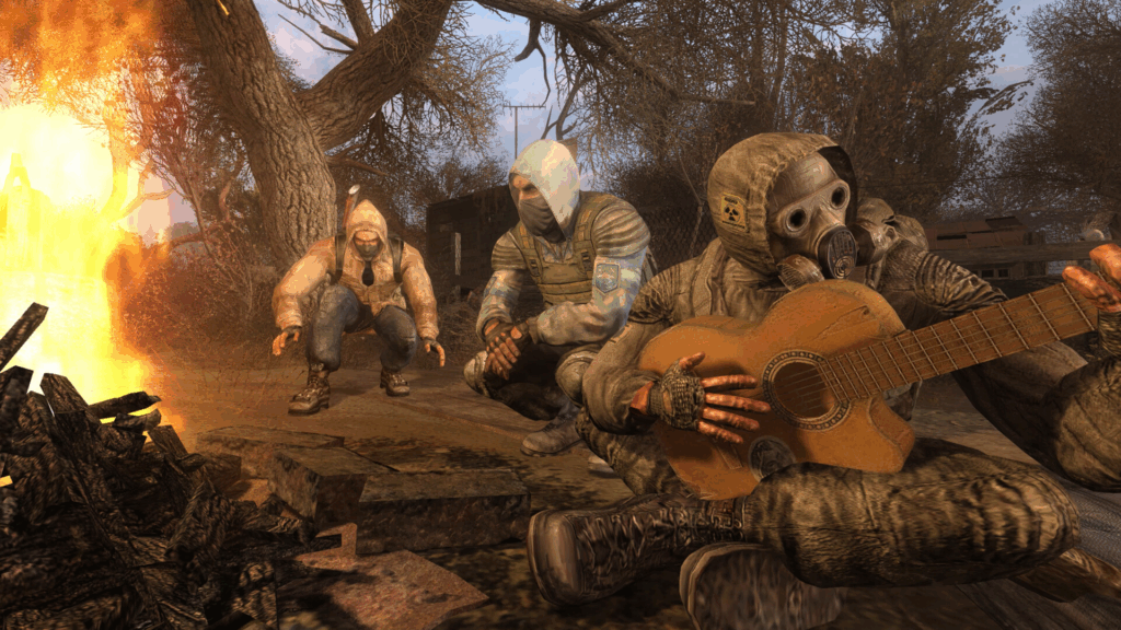 Socializar com outros mercenários e saqueadores é um elemento clássico de Stalker.