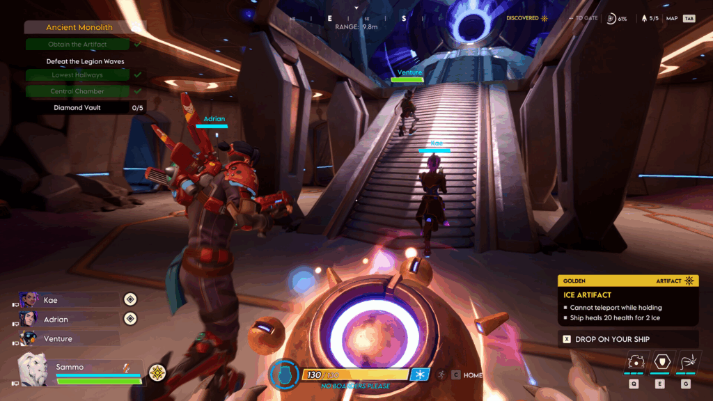 No jogo de tiro espacial Wildgate, cada jogador controla um prospector com armas e perícias únicas