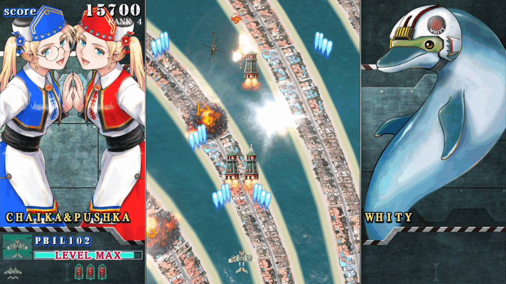 Título que marca o retorno de um clássico jogo de nave, Sonic Wings Reunion traz personagens de diversos jogos da série AeroFighters.