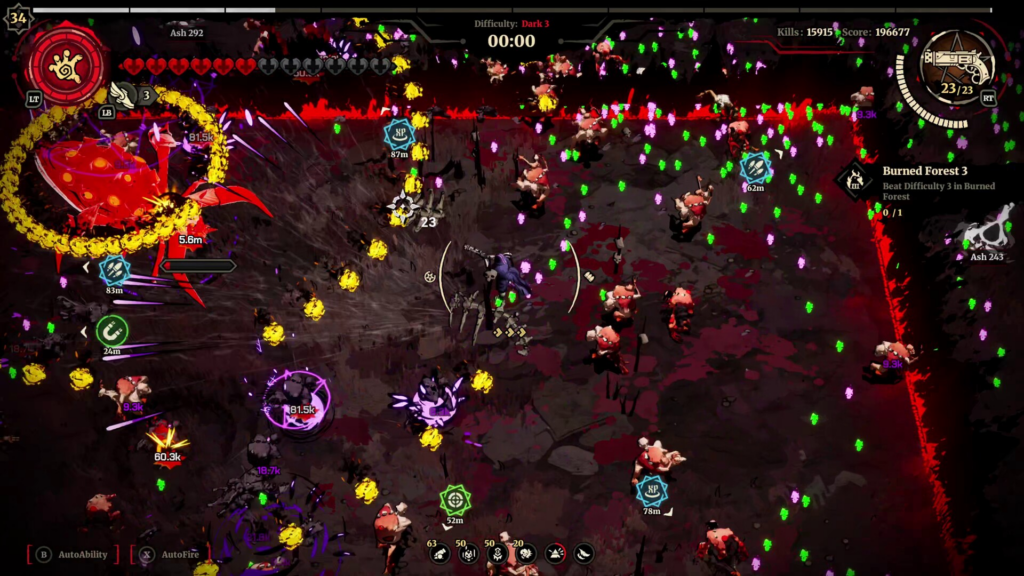 Durante as batalhas com chefes, a arena é reduzida, mas a ação fica ainda mais intensa do que em outros bullet heavens