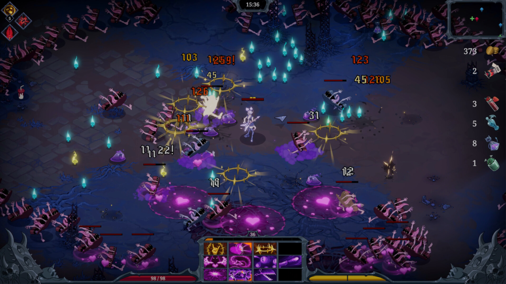 O sistema de inventário com múltiplas combinações faz Devil Jam ir além de uma mera mistura de Vampire Survivors e Hades