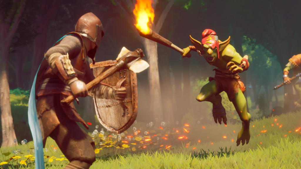 O combate do jogo de sobrevivência cooperativo RuneScape: Dragonwilds é em tempo real e se inspira nos RPGs soulslike, mas de forma simplificada